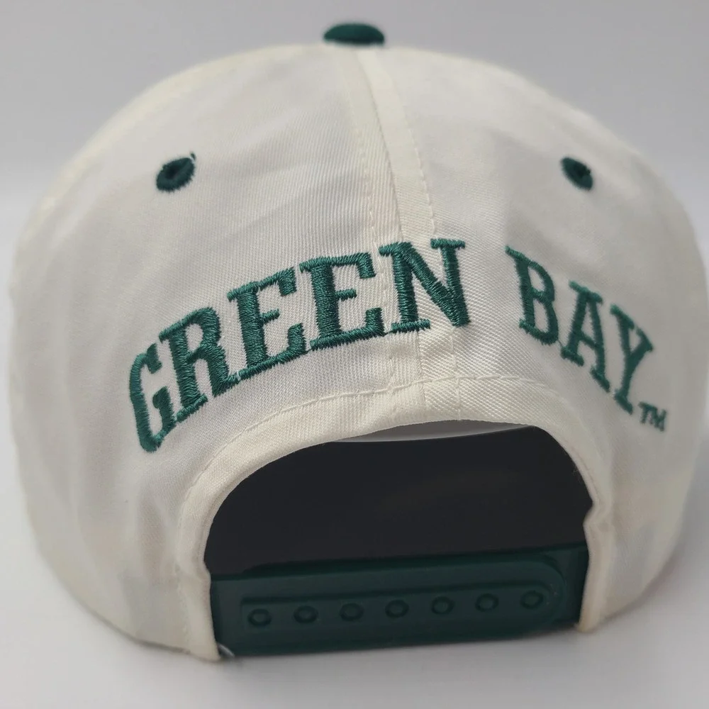Vintage Green Bay Packers Hat Snapback Logo 7 White Green NFL Football Script